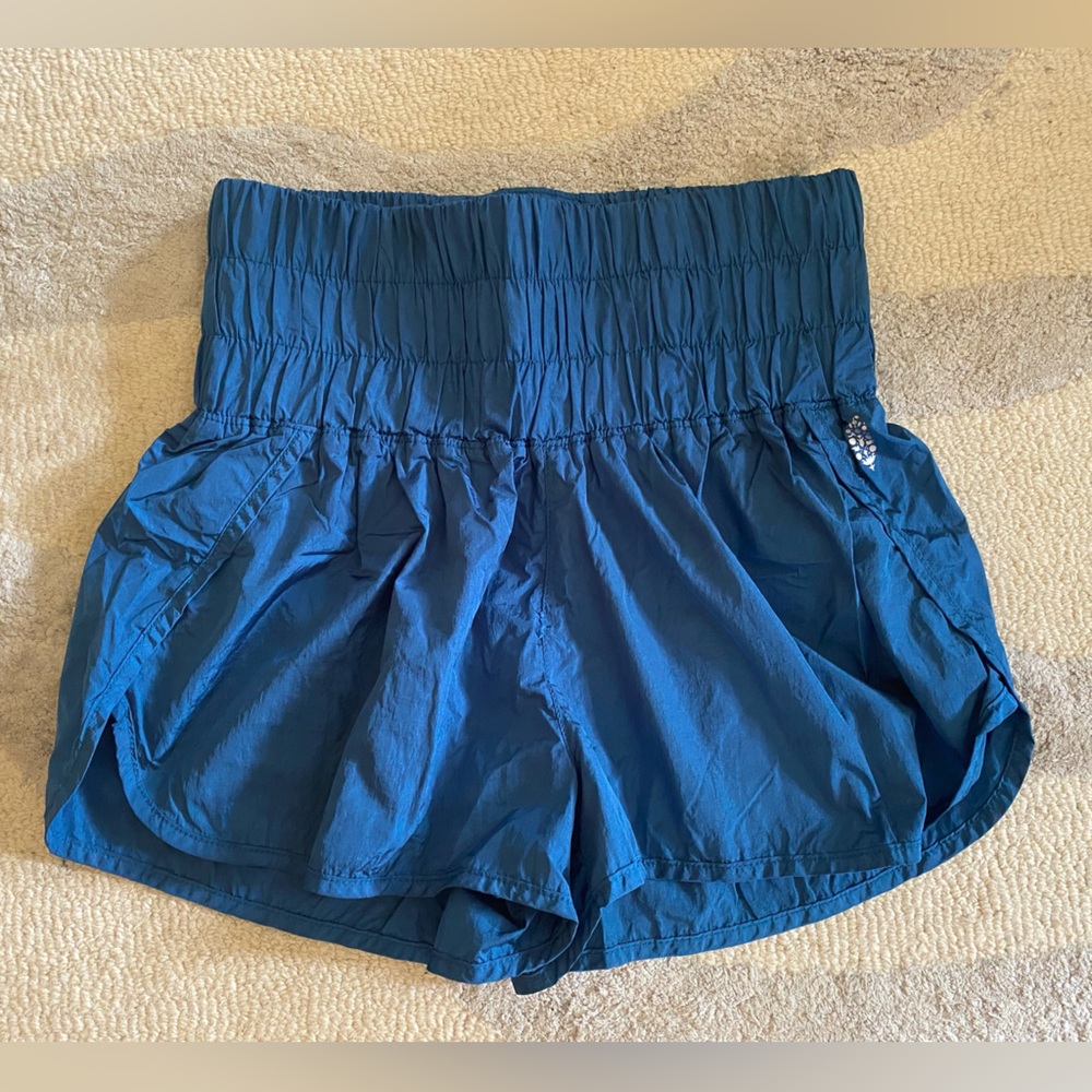 Free People The Way Home shorts in teal blue, size Small